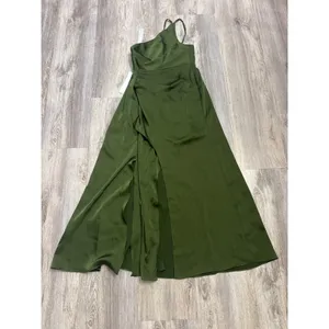 Azazie Maron Junior Olive Green Satin Maxi Dress Bridesmaid Women's Size J10 thumbnail 6