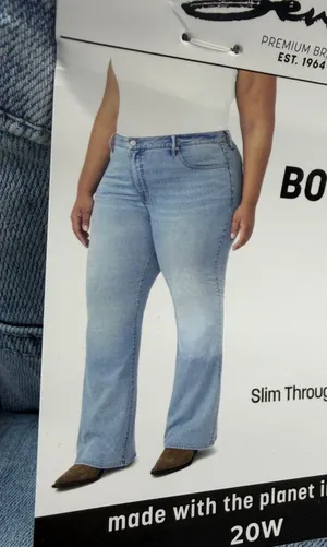 Seven7 Women’s High Rise Bootcut Jeans 20W Blue Light Wash Denim thumbnail 1