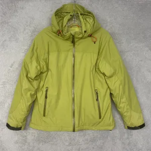 Lands End Jacket Womens Small Green Aqua‎ Check Nylon Hooded Full Zip Outdoor thumbnail 1