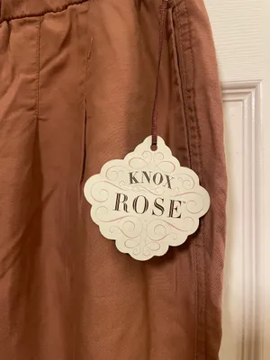NWT! Knox Rose Women's high-waisted Linen Blend Pants Caramel Brown Size Large thumbnail 6