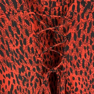 Topshop Size 12 Top Red Leopard Print Ruched Prairie Corset Long‎ Sleeve Women’s thumbnail 5