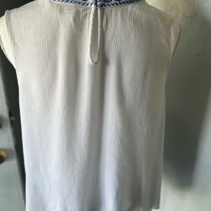 Embroidered White and Blue Women's Top thumbnail 4