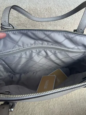 Michael Kors Charlotte Signature Leather Large Top Zip Tote (Pearl Gray) thumbnail 3