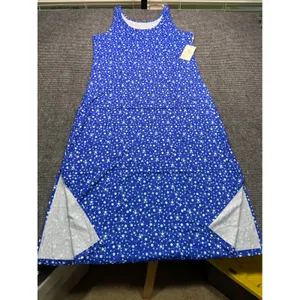 Dearmsrose Blue Floral Sleeveless Maxi Tank Dress Side Slits Summer Resort SZ XL thumbnail 4