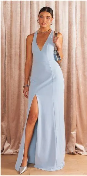 SHOW ME YOUR MUMU Rachel Maxi Dress In Blue Steel Stretch thumbnail 1