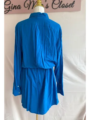 Lauren Ralph Lauren Blue Long Sleeve Shirt Dress Size 16 thumbnail 2
