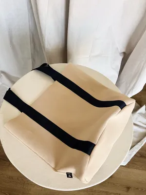 Minimal Cream Tote Bag with Navy Straps - Women thumbnail 5