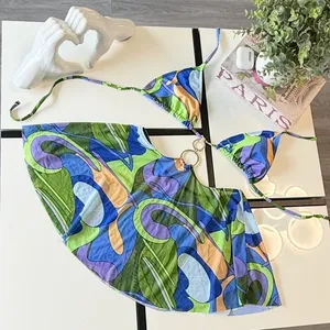 Y2K Psychedelic Print Cut-Out Dress - Connected Halter Top & Mini Skirt (Size M) thumbnail 1