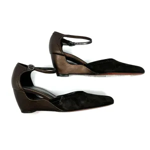 Donald J. Pliner size 6.5 M Couture France‎ made in Italy leather suede wedges thumbnail 3