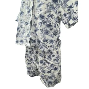 NEW Abercrombie & Fitch Blue Tropical Button Up Shirt Shorts 2 Pc Set Size S thumbnail 3