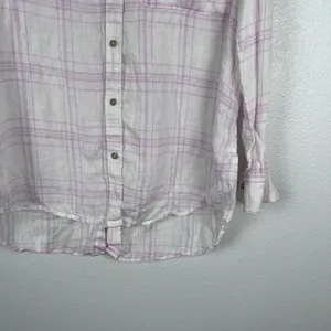 Free People Women's No Limits Plaid Linen Button‎ Down Shirt Sz XS thumbnail 4