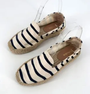 Soludos‎ Smoking Slipper Espadrille slip on shoes striped black tan size 5 thumbnail 1