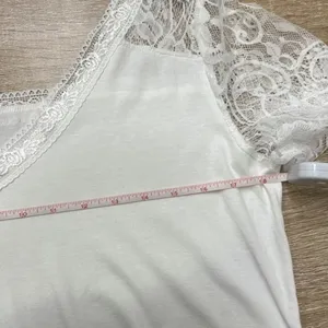 White Lace Sleeve Blouse Women Size Large Boho V Neck Summer Top NWT thumbnail 6