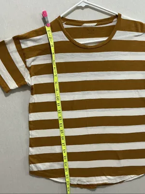 Madewell Short-Sleeve Crewneck Tee in Mustard & White Stripes thumbnail 3