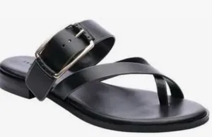 Sanctuary Black Crisscross Buckled Slide Sandals thumbnail 1