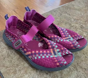 Cobb Hill New Balance Woven Wink Peep Toe Mary Jane Shoes Women’s 9M Dark Pink thumbnail 1