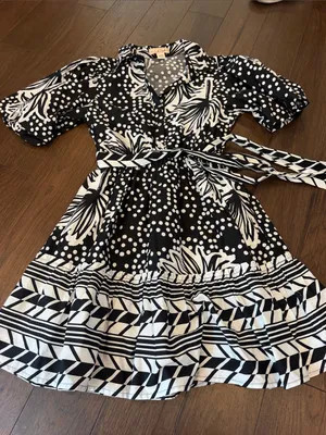 Band of the Free Black & White Floral Polka Dot Dress Size Small - C11-719 thumbnail 6