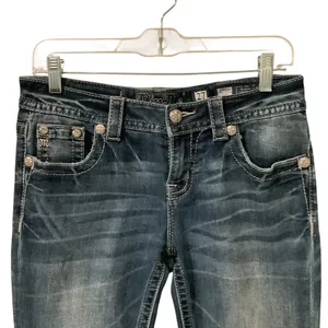 Miss Me Dark Blue Embellished Jeans WORN ONCE Size 27”x31” thumbnail 6