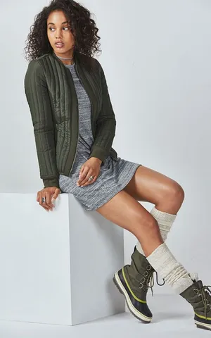 NWT Fabletics Pisa Puffer Jacket in Dark Olive Green Size‎ Extra Large thumbnail 1