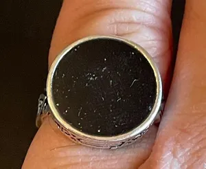 Round black obsidian S925 silver woman ring size 6.5 thumbnail 9