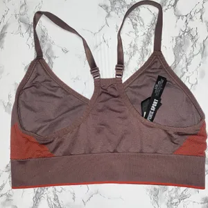 Victoria's Secret PINK Brown Orange Seamless Lightly Lined Sports bra Medium thumbnail 4