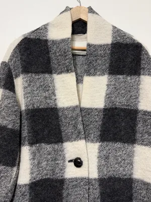 Aritzia Wilfred Free Off-Duty Jacket Size Medium Wool Black White Checkered thumbnail 5