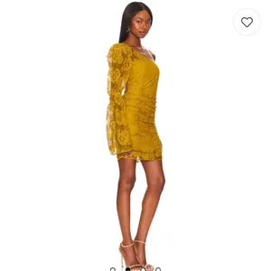 For Love & Lemons Tiana lace Gold Mustard Yellow mini Dress Size XS One Shoulder thumbnail 3