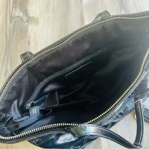 Coach Signature Stitch C Black Patent Leather Tote Bag, F19198 thumbnail 6