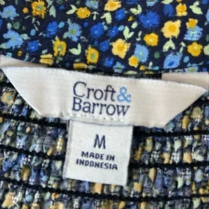 Croft & Barrow women Blue and Yellow Floral Top long sleeeve. thumbnail 11