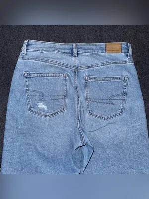 American Eagle Mom Jeans High Rise Stretch Denim Tapered Womens Sz 8 Distressed thumbnail 4