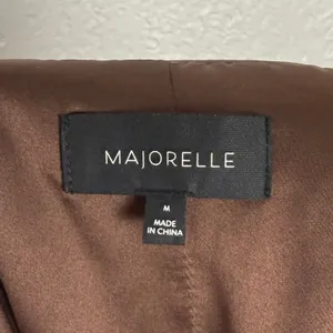 Majorelle Nelly Satin Ruffle Long Sleeve Mini Dress in Brown Size Medium thumbnail 4