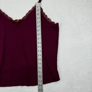 Victoria's Secret Burgundy Lace Trim Cami Top XL‎ Modal Spandex thumbnail 3