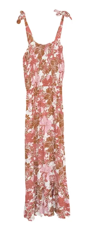 Jessica Simpson Spencer smocked floral print midi dress with tie shoulder straps thumbnail 1