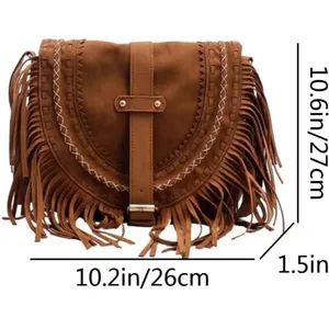 Fringe Brown Shoulder Bag thumbnail 4