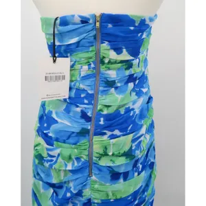 Runaway The Label Zayla‎ Mini Dress Blue Floral Strapless Ruched XXL NEW thumbnail 4