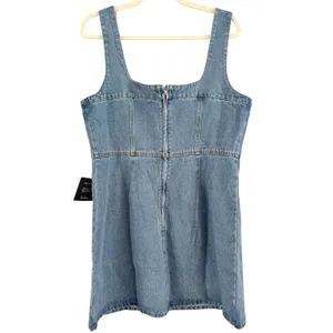 NWT Lulus So Delighted Medium Wash Denim Corset Seam Mini Dress Size XL thumbnail 4