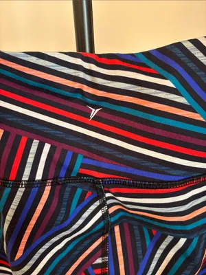 Old Navy Multicolor Striped Capri Leggings - Navy, Blue, Red, Pink thumbnail 4