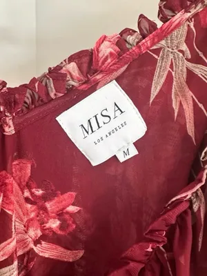 MISA Los Angeles Tayla dress ruffle neckline cascading wrap Medium thumbnail 8