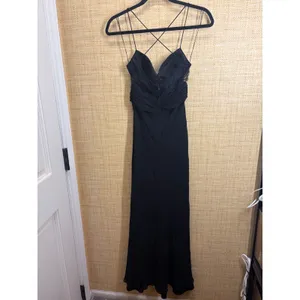 Cache Vintage Black 100% Silk Maxi Gown Mesh Panels Sweetheart Dress Size 4 thumbnail 6