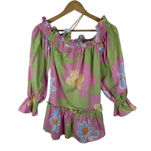 Sabo Skirt NWT Blair Puff Dress Sizs‎ XS Floral Off Shoulder Colorful Coastal Vacation thumbnail 2