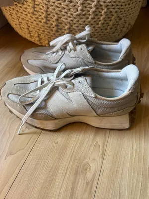 New Balance Women's Light Beige Suede & Mesh Sneakers thumbnail 3