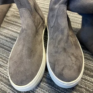J/Slides Petra Over-the-Knee Sneaker Boots Gray Faux Suede Fall‎ Autumn Casual thumbnail 6