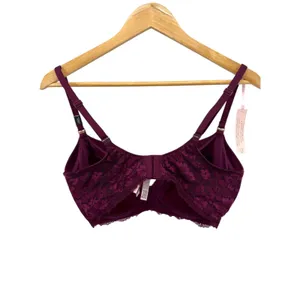 Victoria's Secret Body by Victoria Wireless Nursing Bra 36DDD Burgundy Lace Wing thumbnail 7