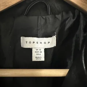 Topshop Black Leather Jacket Asymmetrical Zipper Lapel Collar thumbnail 4
