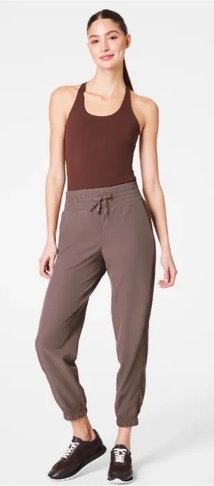 NWT SPANX on the move jogger smoke brown taupe size large activewear travel thumbnail 1