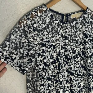 Michael Kors Floral Sequin Ruffle Hem Dress Short Cocktail Party Wedding Small thumbnail 7