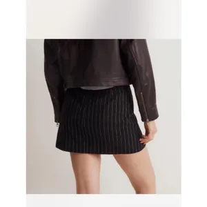 Madewell Size 8 Black Pinstripe Mini Skirt Front Slit Tailored Preppy Office Y2K thumbnail 3