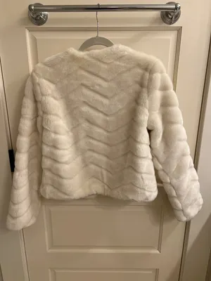 Forever 21 white chevron fur coat thumbnail 6