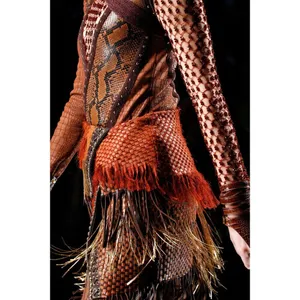 Balmain F17 Runway Skirt Brown Tribal Lamb Leather Fringe Brass Kendall Jenner thumbnail 4