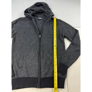 Carbon Women's Gray 100% Cotton‎ Knit Full Zip Hooded Sweater Small thumbnail 4